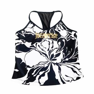 Vintage Jazzercise Floral Athletic Workout Dance Tank Top Activewear Abstract L